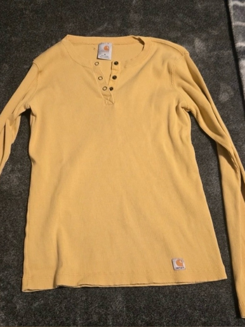 Carhartt Women's Ribbed Henley Sweater in Mustard